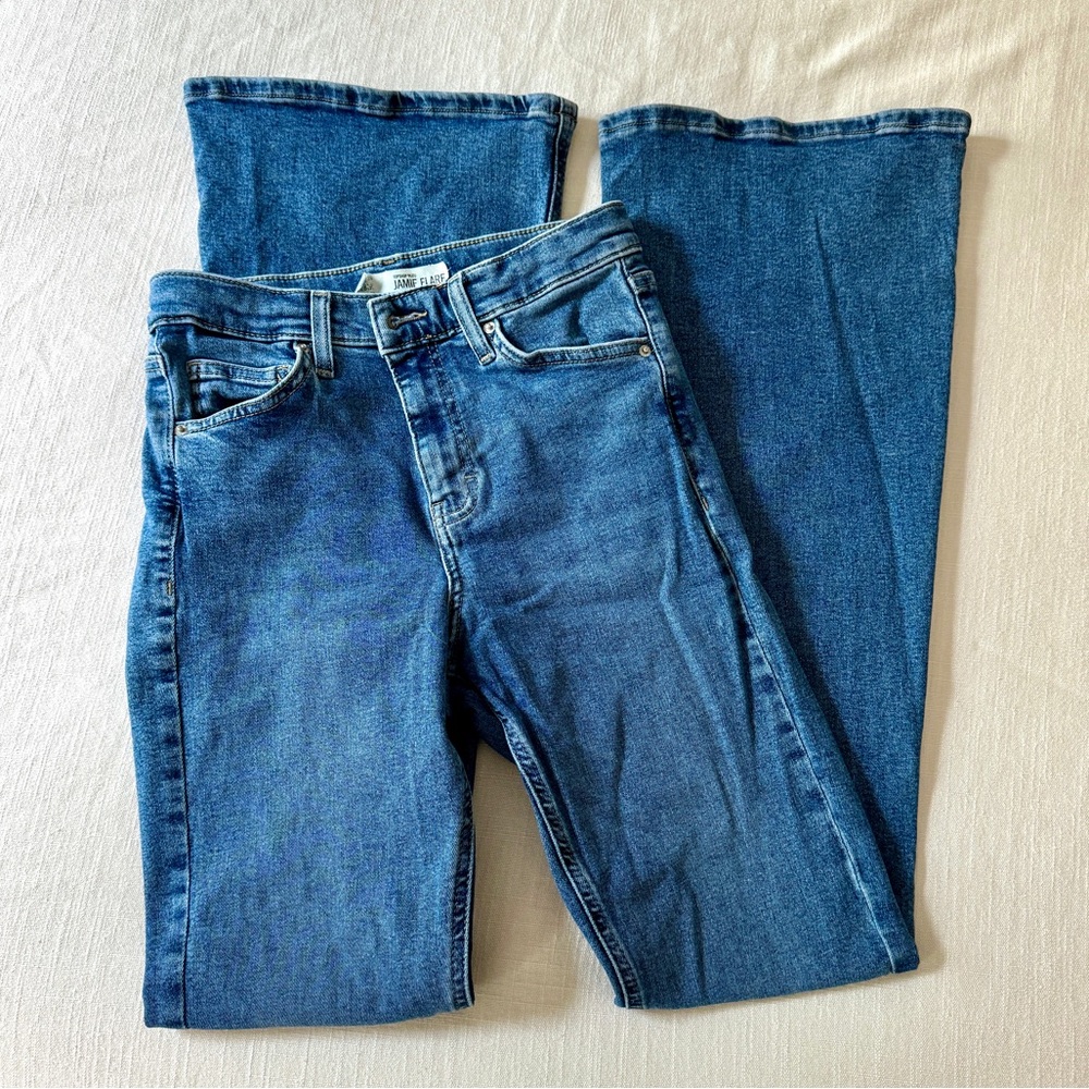 Topshop Jamie Moto Flare Jeans